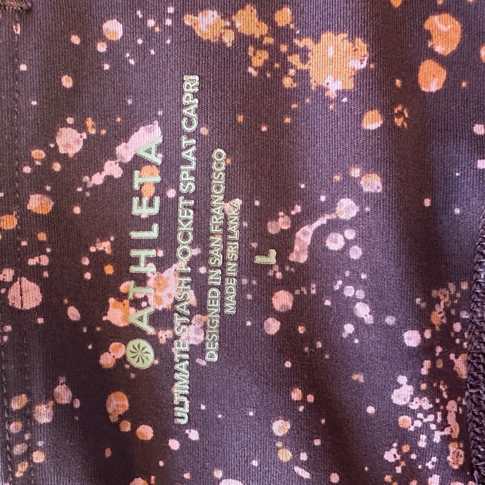 Athleta Splatter Print Capri Leggings - Pink and Black large